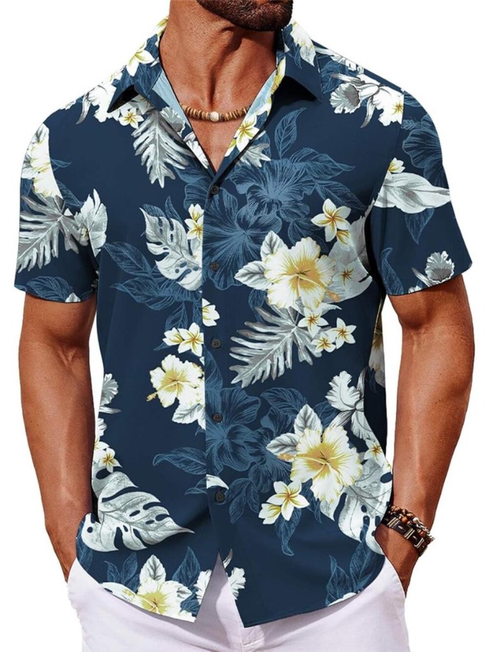 COOFANDY Mens Hawaiian Shirt Short Sleeve Button Down Shirts Tropical Floral